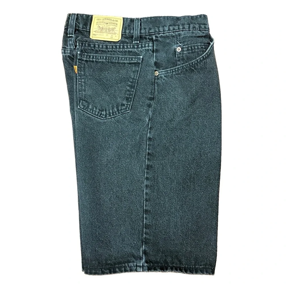 Levi's Vintage 562 Black Loose Fit Student 30 Denim Shorts Orange Tab USA